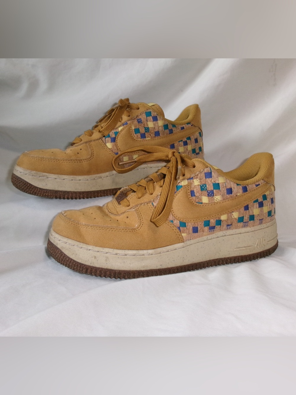 Nike Men’s Mustard Suede Sneakers with Blue Accent Weave